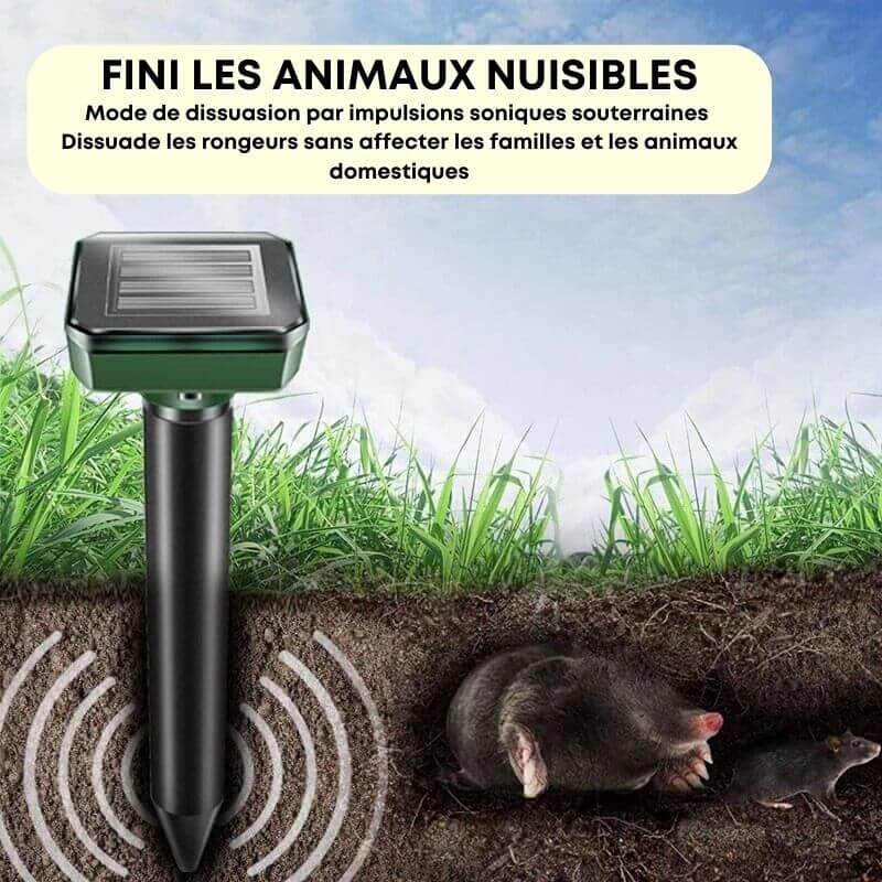 Vibreur anti taupes solaire repousse ultrason dispositif chasse